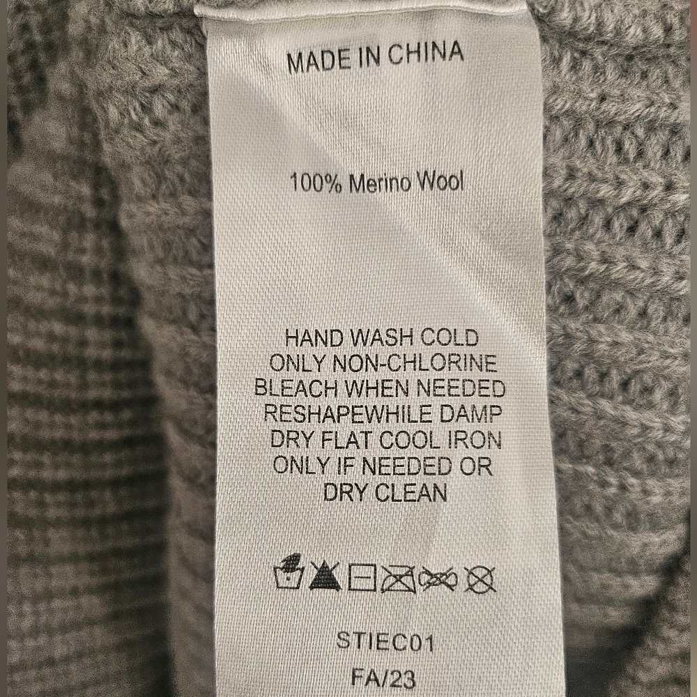 Quince Merino Wool Relaxed Turtleneck Sweater Dress Light Heather Gray, Size M - Picture 10 of 11